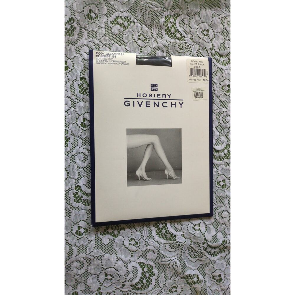 Givenchy Hosiery Body Gleamers Superbe 156 Control Top Shimmery Jet Black Size B